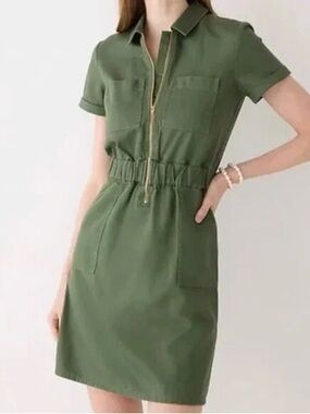 J Crew Chino Zip Front Utility Dress